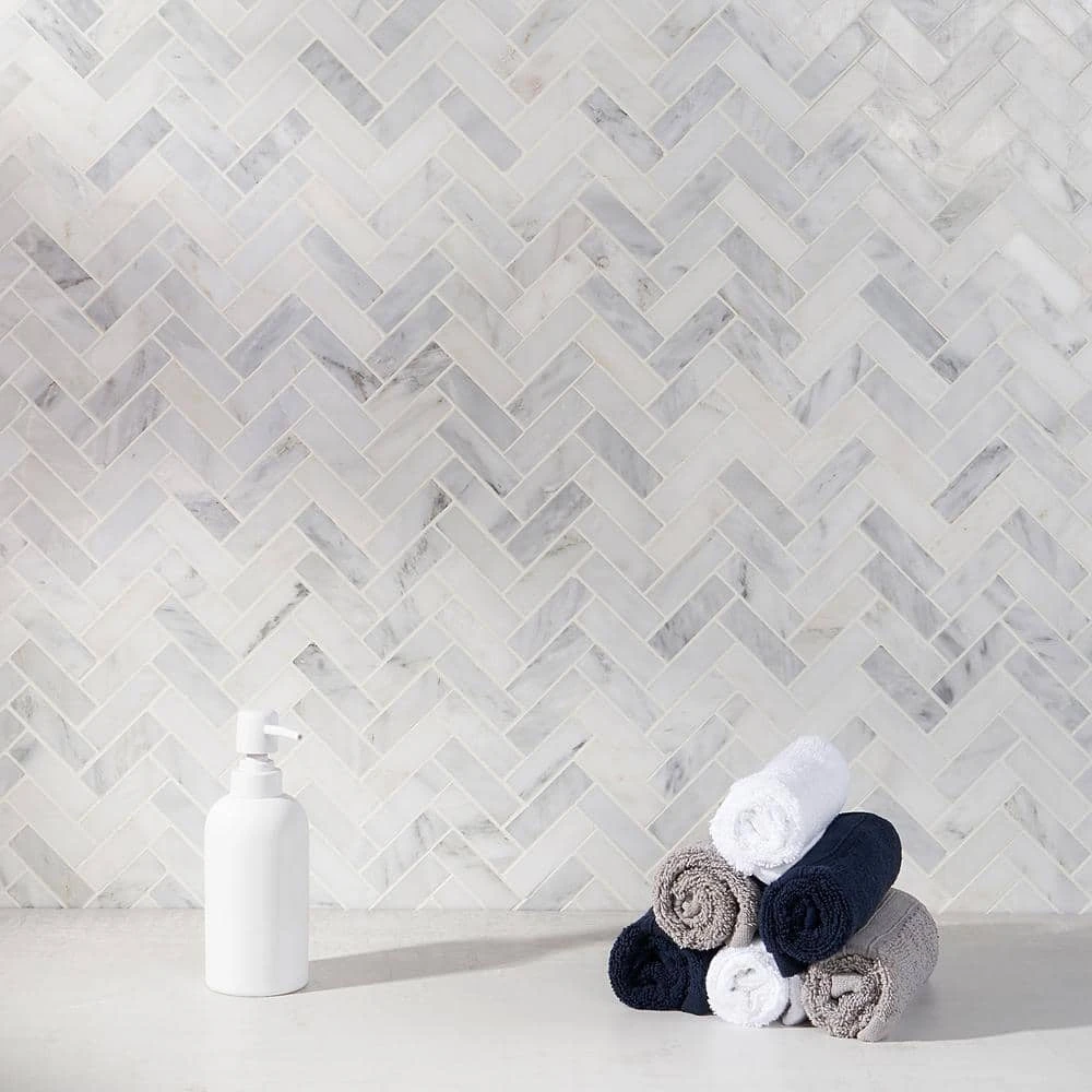 Oriental Sculpture Herringbone 12 in. x 12 in. x 8 mm Marble Mosaic Floor and Wall Tile by Ivy Hill Tile 8 Oriental Sculpture Herringbone 12 in. x 12 in. x 8 mm Marble Mosaic Floor and Wall Tile by Ivy Hill Tile - Image 6