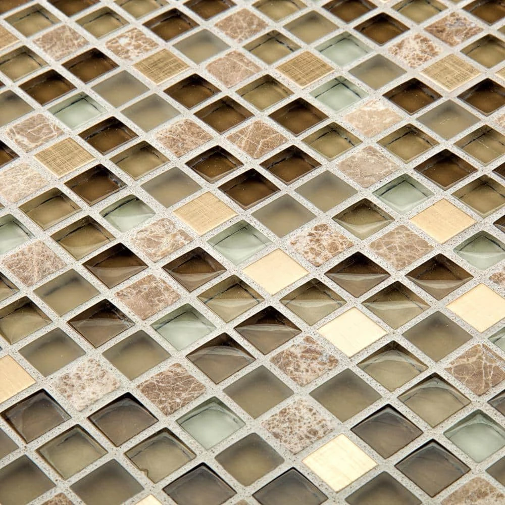 Warm Topaz Beige/Cream 11.75 in. x 11.75 in. Glass Mosaic Tile (9.588 sq. ft./Case) by Jeffrey Court 7 Warm Topaz Beige/Cream 11.75 in. x 11.75 in. Glass Mosaic Tile (9.588 sq. ft./Case) by Jeffrey Court - Image 5