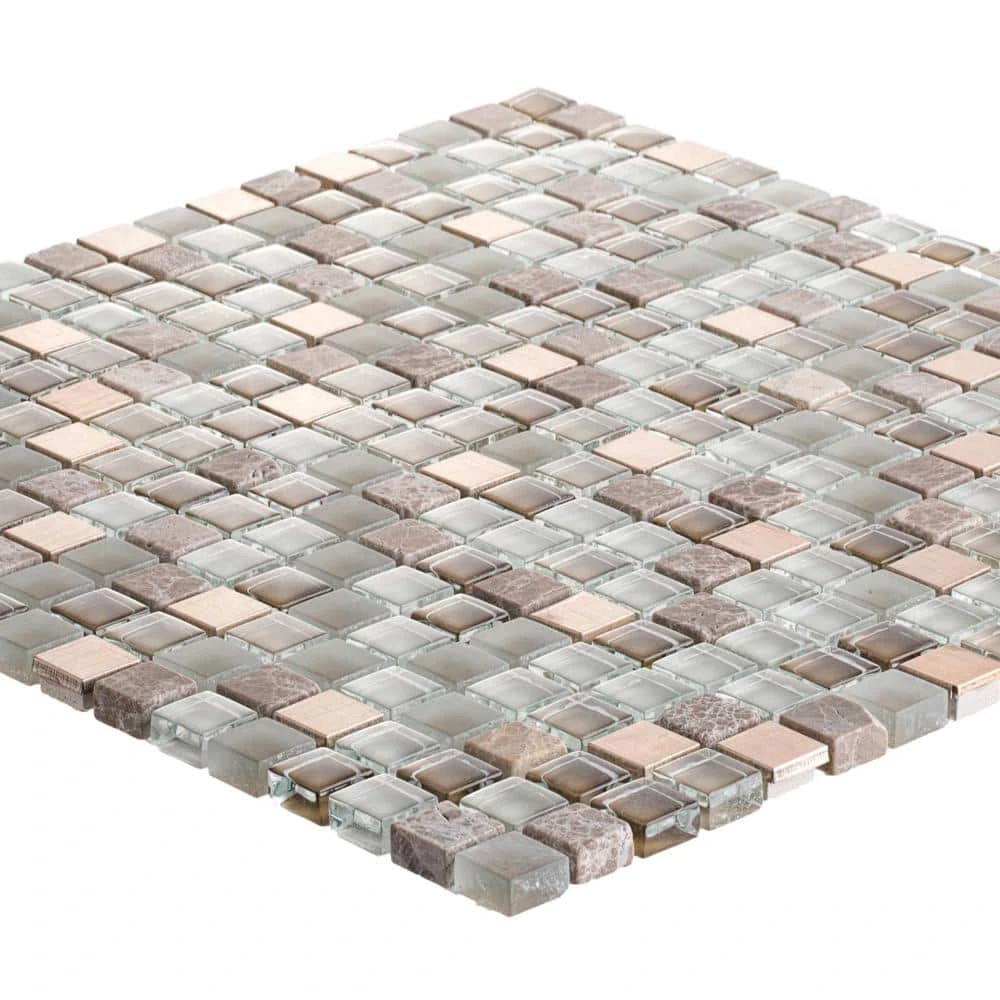 Warm Topaz Beige/Cream 11.75 in. x 11.75 in. Glass Mosaic Tile (9.588 sq. ft./Case) by Jeffrey Court 5 Warm Topaz Beige/Cream 11.75 in. x 11.75 in. Glass Mosaic Tile (9.588 sq. ft./Case) by Jeffrey Court - Image 3