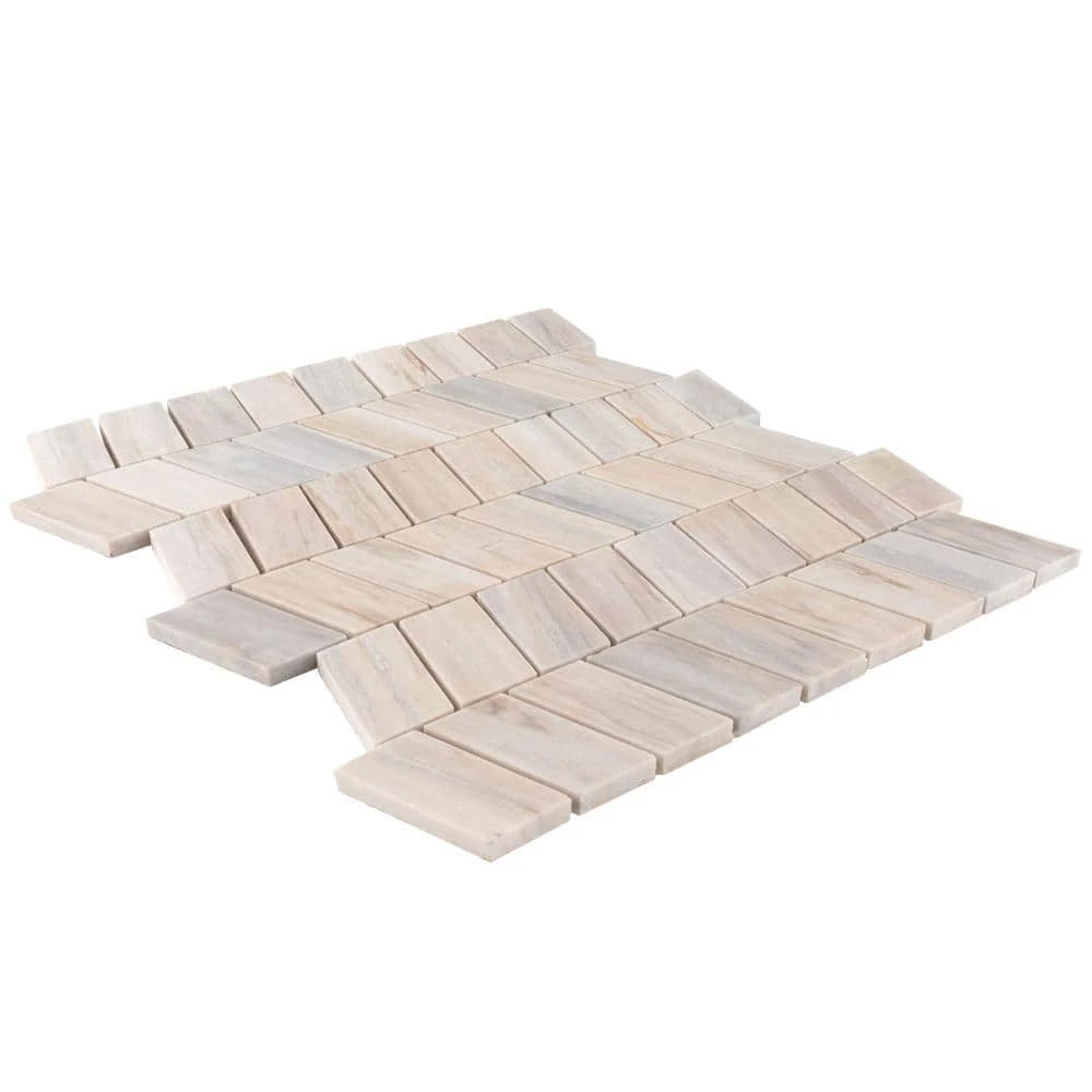 Weekender Beige/Cream 10.125 in. x 12.125 in. Chevron Polished Marble Wall and Floor Mosaic Tile (8.52 sq. ft./Case) by Jeffrey Court 5 Weekender Beige/Cream 10.125 in. x 12.125 in. Chevron Polished Marble Wall and Floor Mosaic Tile (8.52 sq. ft./Case) by Jeffrey Court - Image 3