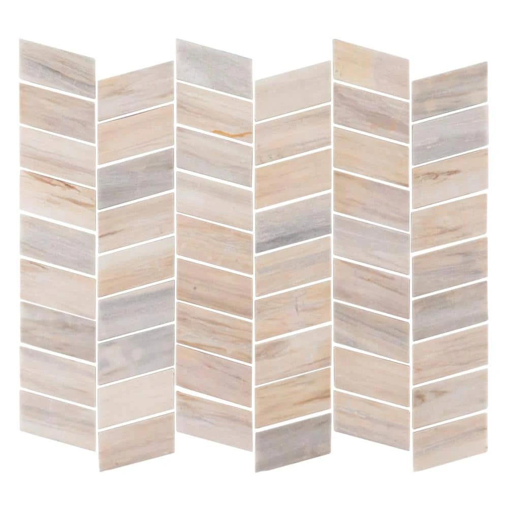 Weekender Beige/Cream 10.125 in. x 12.125 in. Chevron Polished Marble Wall and Floor Mosaic Tile (0.852 sq. ft./Each) by Jeffrey Court 3 Weekender Beige/Cream 10.125 in. x 12.125 in. Chevron Polished Marble Wall and Floor Mosaic Tile (0.852 sq. ft./Each) by Jeffrey Court