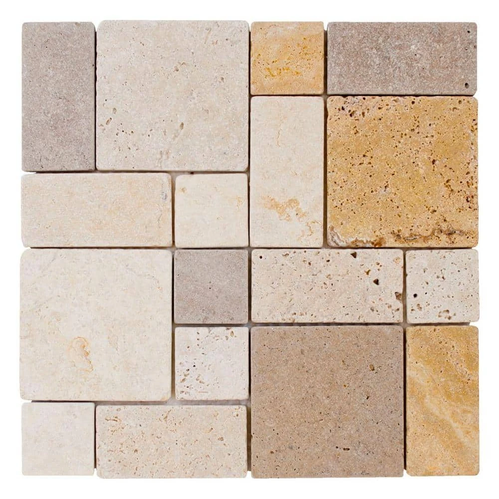 Brick Medley Beige 11.875 in. x 11.875 in. Honed Travertine Wall and Floor Mosaic Tile (0.979 sq. ft./Each) by Jeffrey Court 3 Brick Medley Beige 11.875 in. x 11.875 in. Honed Travertine Wall and Floor Mosaic Tile (0.979 sq. ft./Each) by Jeffrey Court