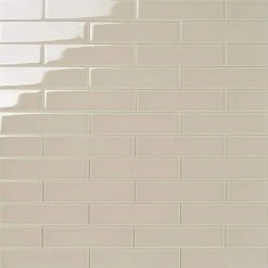 Contempo Beige 2 in. x 8 in. x 8mm Polished Glass Floor and Wall Tile (36 pieces 4 sq.ft./Box) by Ivy Hill Tile