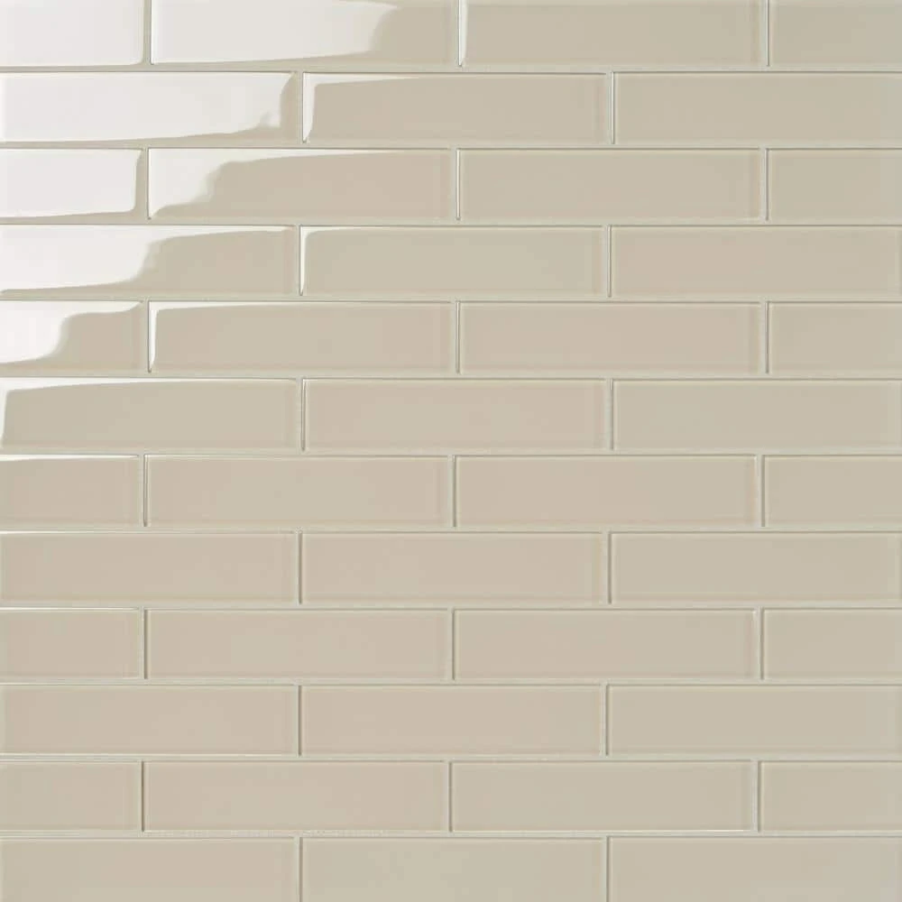 Contempo Beige 2 in. x 8 in. x 8mm Polished Glass Floor and Wall Tile (36 pieces 4 sq.ft./Box) by Ivy Hill Tile 3 Contempo Beige 2 in. x 8 in. x 8mm Polished Glass Floor and Wall Tile (36 pieces 4 sq.ft./Box) by Ivy Hill Tile