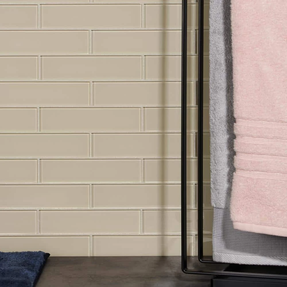Contempo Beige 2 in. x 8 in. x 8mm Polished Glass Floor and Wall Tile (36 pieces 4 sq.ft./Box) by Ivy Hill Tile 9 Contempo Beige 2 in. x 8 in. x 8mm Polished Glass Floor and Wall Tile (36 pieces 4 sq.ft./Box) by Ivy Hill Tile - Image 7