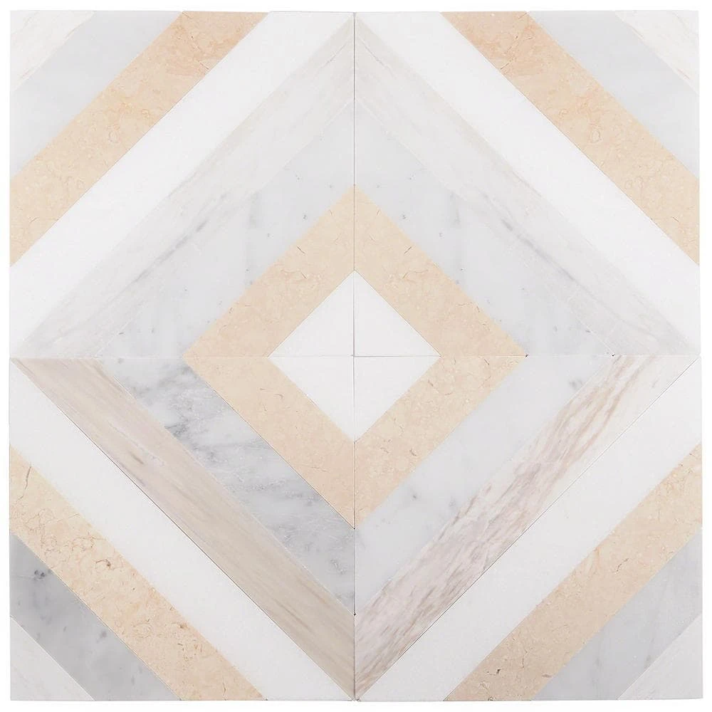 Chelsea Beige 8 in. x 8 in. Polished Marble Mosaic Tile (0.43 sq. ft / Each) by Ivy Hill Tile 6 Chelsea Beige 8 in. x 8 in. Polished Marble Mosaic Tile (0.43 sq. ft / Each) by Ivy Hill Tile - Image 4