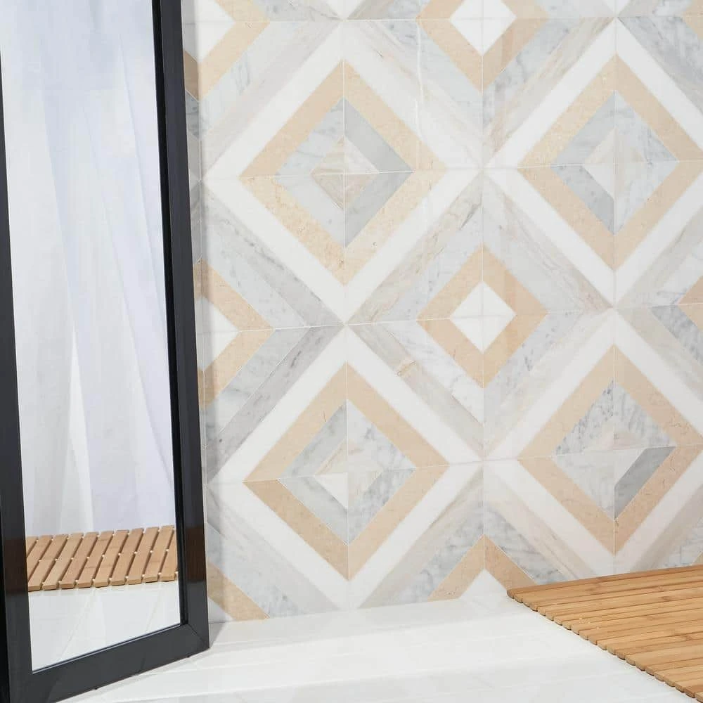 Chelsea Beige 8 in. x 8 in. Polished Marble Mosaic Tile (0.43 sq. ft / Each) by Ivy Hill Tile 4 Chelsea Beige 8 in. x 8 in. Polished Marble Mosaic Tile (0.43 sq. ft / Each) by Ivy Hill Tile - Image 2