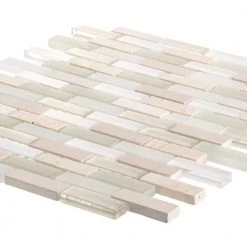 Cottage Ridge Mini Brick Beige 9.75 in. x 12 in. Interlocking Glass/Travertine Mosaic Tile (8.12 sq. ft./Case) by Jeffrey Court 9 Cottage Ridge Mini Brick Beige 9.75 in. x 12 in. Interlocking Glass/Travertine Mosaic Tile (8.12 sq. ft./Case) by Jeffrey Court -Tile Elegant Shop beige jeffrey court glass tile 99189 40 1000