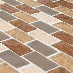 Honey Onyx Brick Beige 11.625 in. x 11.625 in. Interlocking Mixed Glass and Onyx Wall Mosaic Tile (9.38 sq. ft./Case) by Jeffrey Court -Tile Elegant Shop beige jeffrey court glass tile 99303 1d 1000