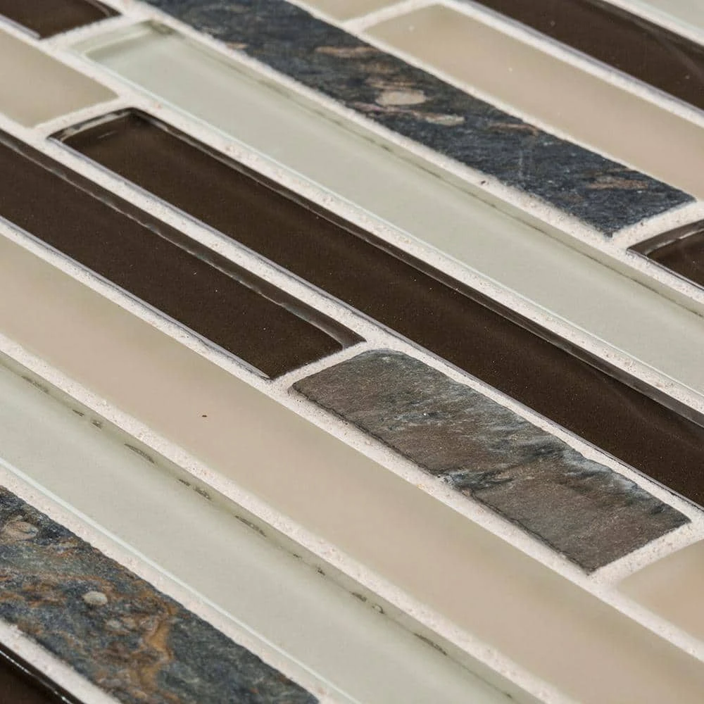 Slate Beach Beige/Cream 11.625 in. x 11.625 in. Interlocking Gloss/Matte Glass and Slate Mosaic Tile (14.07 sq.ft./Case) by Jeffrey Court 7 Slate Beach Beige/Cream 11.625 in. x 11.625 in. Interlocking Gloss/Matte Glass and Slate Mosaic Tile (14.07 sq.ft./Case) by Jeffrey Court - Image 5