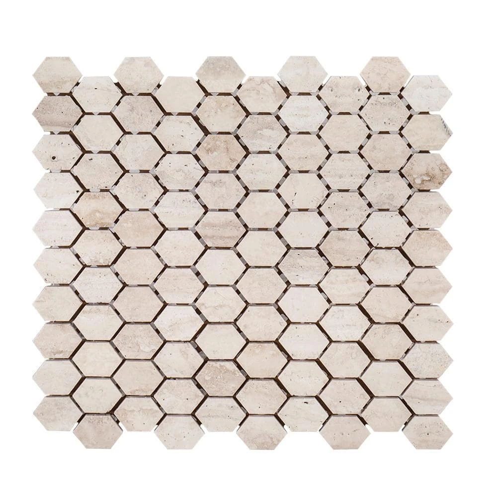 Travertine Constellation Beige 10.875 in. x 11.75 in. Hexagon Honed Travertine Wall and Floor Mosaic Tile by Jeffrey Court 3 Travertine Constellation Beige 10.875 in. x 11.75 in. Hexagon Honed Travertine Wall and Floor Mosaic Tile by Jeffrey Court