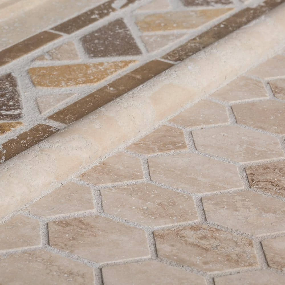 Travertine Constellation Beige 10.875 in. x 11.75 in. Hexagon Honed Travertine Wall and Floor Mosaic Tile by Jeffrey Court 7 Travertine Constellation Beige 10.875 in. x 11.75 in. Hexagon Honed Travertine Wall and Floor Mosaic Tile by Jeffrey Court - Image 5