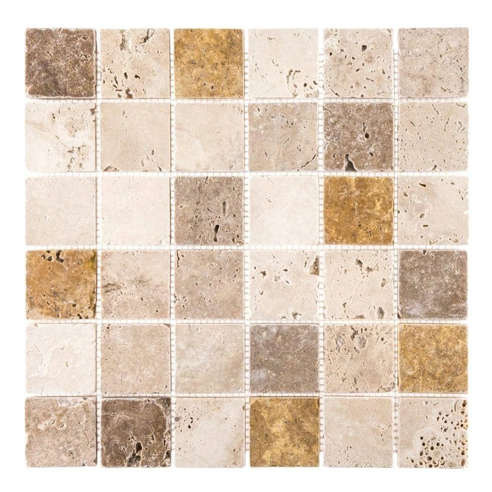 Travertine Medley 12 in. x 12 in. Cream/ Taupe Honed Travertine Wall and Floor Mosaic Tile (1 Sq.Ft./Each) by Jeffrey Court 3 Travertine Medley 12 in. x 12 in. Cream/ Taupe Honed Travertine Wall and Floor Mosaic Tile (1 Sq.Ft./Each) by Jeffrey Court
