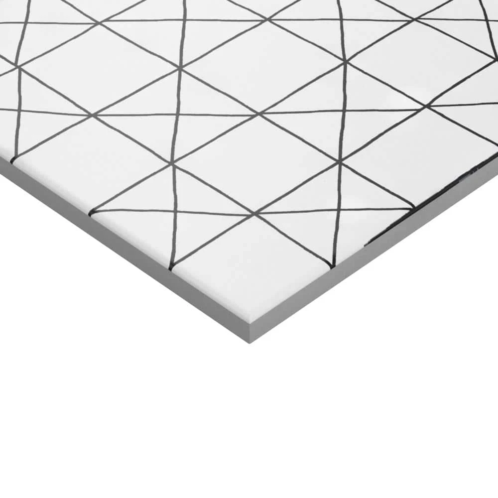 Infinitum Encaustic Black and White 9 in. x 9 in. Matte Porcelain Floor and Wall Tile (10.76 sq. ft./Case) by Ivy Hill Tile 9 Infinitum Encaustic Black and White 9 in. x 9 in. Matte Porcelain Floor and Wall Tile (10.76 sq. ft./Case) by Ivy Hill Tile - Image 7