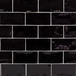 Catalina Black 3 in. x 6 in. Polished Ceramic Subway Wall Tile (5.38 sq.ft./case) by Ivy Hill Tile 12 Catalina Black 3 in. x 6 in. Polished Ceramic Subway Wall Tile (5.38 sq.ft./case) by Ivy Hill Tile -Tile Elegant Shop black ivy hill tile ceramic tile ext3rd101722 4f 1000