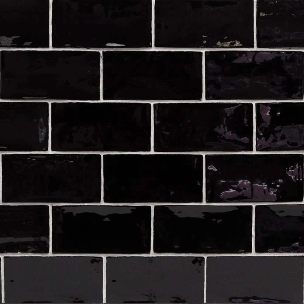 Catalina Black 3 in. x 6 in. Polished Ceramic Subway Wall Tile (5.38 sq.ft./case) by Ivy Hill Tile 6 Catalina Black 3 in. x 6 in. Polished Ceramic Subway Wall Tile (5.38 sq.ft./case) by Ivy Hill Tile - Image 4