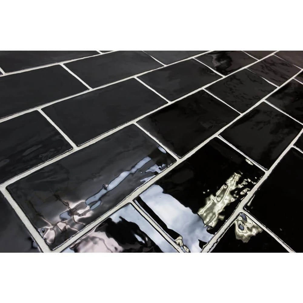 Catalina Black 3 in. x 6 in. Polished Ceramic Subway Wall Tile (5.38 sq.ft./case) by Ivy Hill Tile 9 Catalina Black 3 in. x 6 in. Polished Ceramic Subway Wall Tile (5.38 sq.ft./case) by Ivy Hill Tile - Image 7