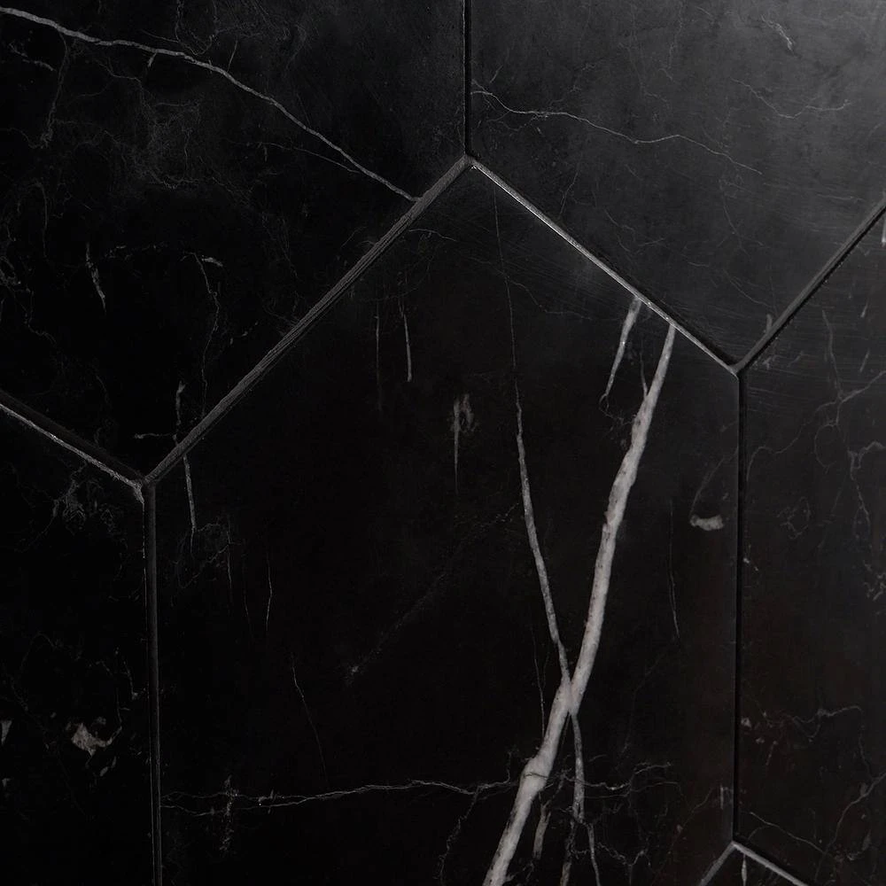 Blackout Hexagon Nero Marquina 10 in. x 10 in. Marble Floor and Wall Tile (6 sq. ft./Case) by Ivy Hill Tile 9 Blackout Hexagon Nero Marquina 10 in. x 10 in. Marble Floor and Wall Tile (6 sq. ft./Case) by Ivy Hill Tile - Image 7