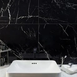 Marmo Black 23.62 in. x 23.62 in. Polished Marble Look Porcelain Floor and Wall Tile (15.49 sq. ft./Case) by Ivy Hill Tile -Tile Elegant Shop black ivy hill tile porcelain tile ext3rd101689 e1 1000