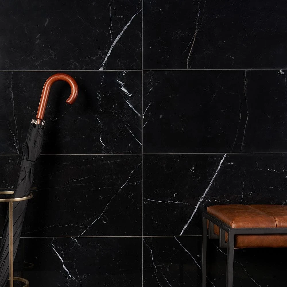 Blackout Nero Marquina 12 in. x 24 in. Polished Marble Floor and Wall Tile (10 sq. ft./Case) by Ivy Hill Tile 5 Blackout Nero Marquina 12 in. x 24 in. Polished Marble Floor and Wall Tile (10 sq. ft./Case) by Ivy Hill Tile - Image 3
