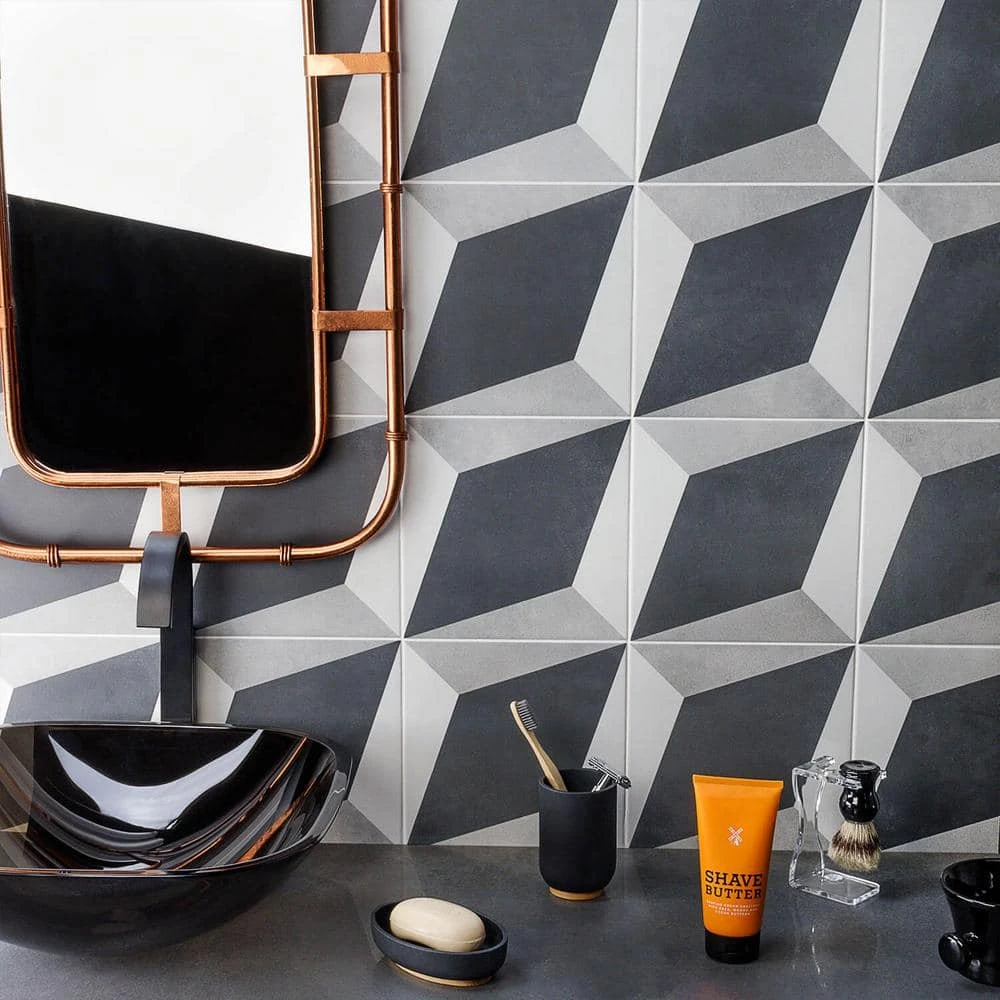 Sintra Block Encaustic 9 in. x 9 in. x 10mm Mate Porcelain Floor and Wall Tile (20 pieces / 10.65 sq. ft. / box) by Ivy Hill Tile 7 Sintra Block Encaustic 9 in. x 9 in. x 10mm Mate Porcelain Floor and Wall Tile (20 pieces / 10.65 sq. ft. / box) by Ivy Hill Tile - Image 5