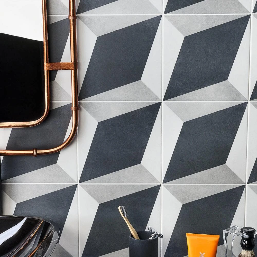 Sintra Block Encaustic 9 in. x 9 in. x 10mm Mate Porcelain Floor and Wall Tile (20 pieces / 10.65 sq. ft. / box) by Ivy Hill Tile 6 Sintra Block Encaustic 9 in. x 9 in. x 10mm Mate Porcelain Floor and Wall Tile (20 pieces / 10.65 sq. ft. / box) by Ivy Hill Tile - Image 4