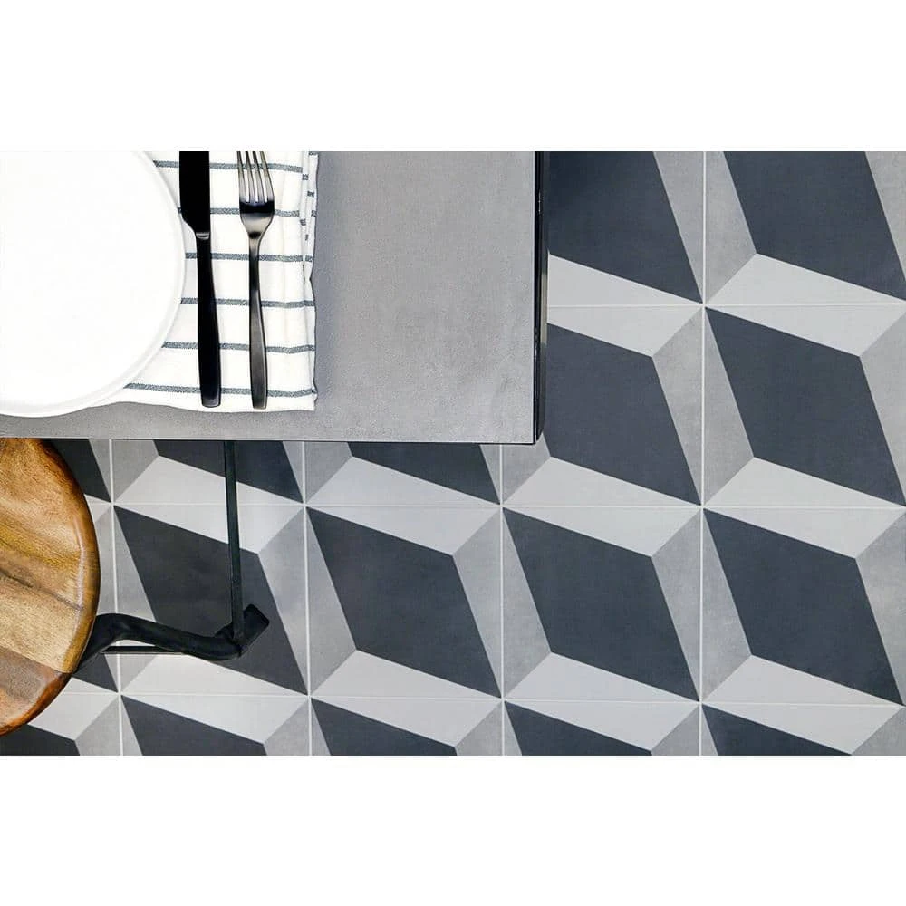 Sintra Block Encaustic 9 in. x 9 in. x 10mm Mate Porcelain Floor and Wall Tile (20 pieces / 10.65 sq. ft. / box) by Ivy Hill Tile 4 Sintra Block Encaustic 9 in. x 9 in. x 10mm Mate Porcelain Floor and Wall Tile (20 pieces / 10.65 sq. ft. / box) by Ivy Hill Tile - Image 2