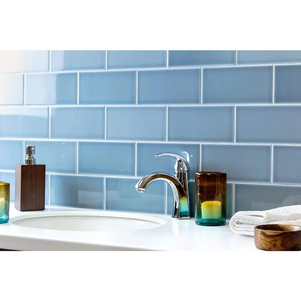 Magnitude Blue 4 in. x 8 in. x 7.5mm Polished Ceramic Subway Wall Tile (68 pieces / 14.63 sq. ft. / box) by Ivy Hill Tile 4 Magnitude Blue 4 in. x 8 in. x 7.5mm Polished Ceramic Subway Wall Tile (68 pieces / 14.63 sq. ft. / box) by Ivy Hill Tile - Image 2