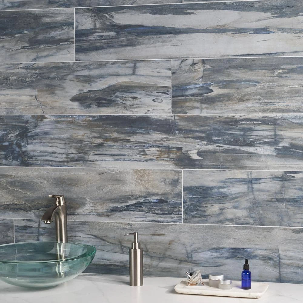Selawood Blue 7.78 in. x 47.09 in. Matte Porcelain Floor and Wall Tile (15.49 sq. ft./Case) by Ivy Hill Tile 4 Selawood Blue 7.78 in. x 47.09 in. Matte Porcelain Floor and Wall Tile (15.49 sq. ft./Case) by Ivy Hill Tile - Image 2