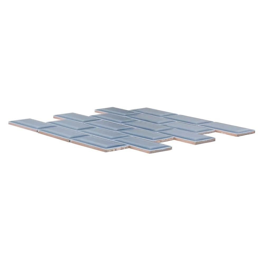 Beverly Blue Bevel 12.375 in. x 12 in. Interlocking Glossy Ceramic Mosaic Tile (10.31 sq. ft./Case) by Jeffrey Court 5 Beverly Blue Bevel 12.375 in. x 12 in. Interlocking Glossy Ceramic Mosaic Tile (10.31 sq. ft./Case) by Jeffrey Court - Image 3