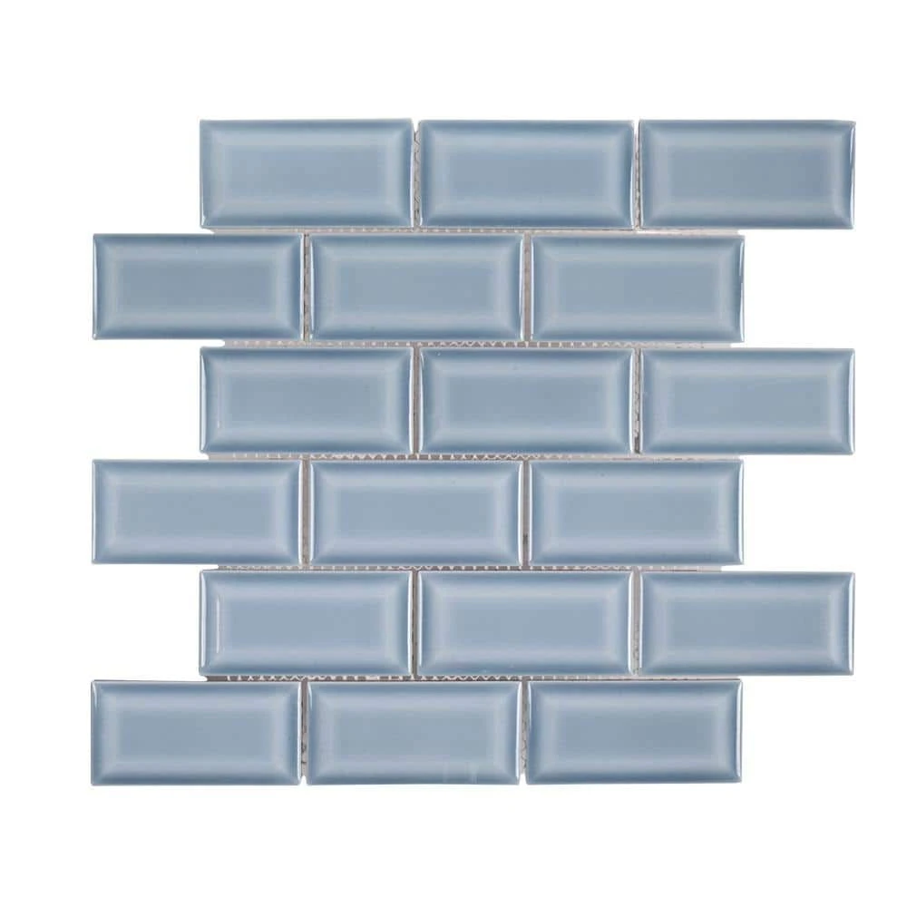 Beverly Blue Bevel 12.375 in. x 12 in. Interlocking Glossy Ceramic Mosaic Tile (10.31 sq. ft./Case) by Jeffrey Court 3 Beverly Blue Bevel 12.375 in. x 12 in. Interlocking Glossy Ceramic Mosaic Tile (10.31 sq. ft./Case) by Jeffrey Court