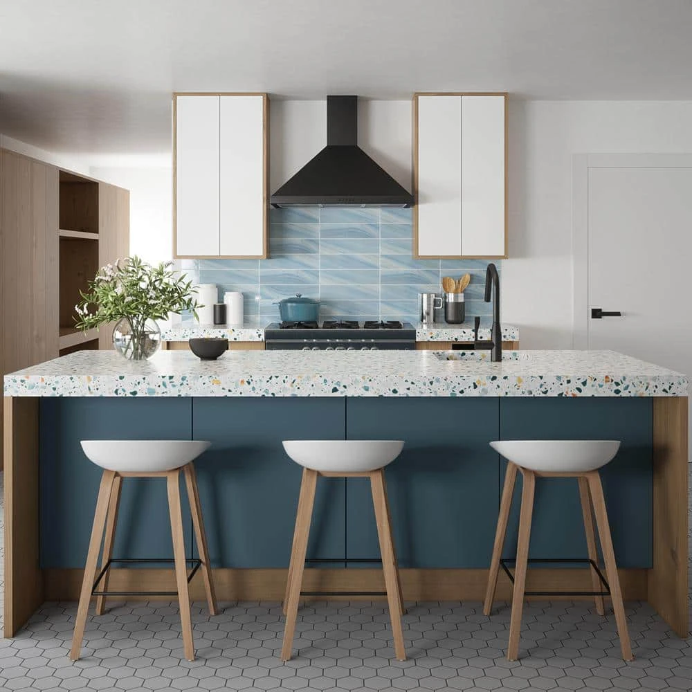 Orbit Blue 4 in. x 16 in. Linear Glossy Glass Wall Tile (17.76 sq.ft./Case) by Jeffrey Court 4 Orbit Blue 4 in. x 16 in. Linear Glossy Glass Wall Tile (17.76 sq.ft./Case) by Jeffrey Court - Image 2