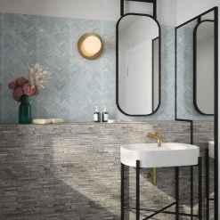 Orbit Herringbone Blue 9.625 in. x 12.125 in. Herringbone Gloss Glass Mosaic Wall Tile (16.20 sq. ft./Case) by Jeffrey Court 10 Orbit Herringbone Blue 9.625 in. x 12.125 in. Herringbone Gloss Glass Mosaic Wall Tile (16.20 sq. ft./Case) by Jeffrey Court -Tile Elegant Shop blue jeffrey court glass tile 13074 c3 1000