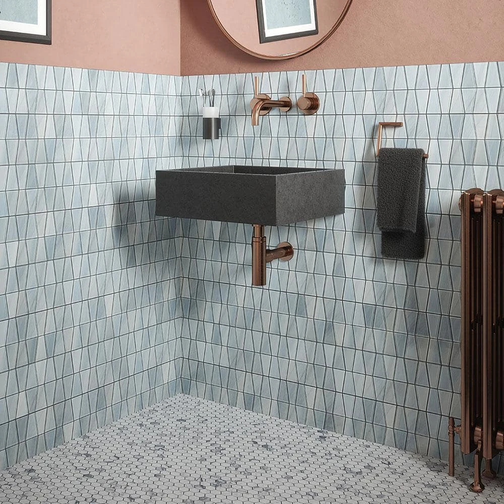 Orbit Trapazoid Blue 12.25 in. x 12.125 in. Trapezoid Gloss Glass Mosaic Wall Tile (20.63 sq. ft./Case) by Jeffrey Court 8 Orbit Trapazoid Blue 12.25 in. x 12.125 in. Trapezoid Gloss Glass Mosaic Wall Tile (20.63 sq. ft./Case) by Jeffrey Court - Image 6