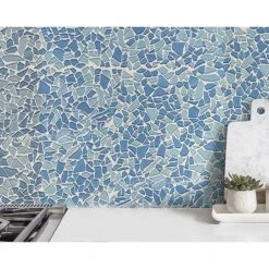 Seaglass Pebble Blue 11.875 in. x 11.875 in. Glossy Glass Mosaic Tile (0.979 sq. ft./Each) by Jeffrey Court -Tile Elegant Shop blue jeffrey court glass tile 95709 c3 1000