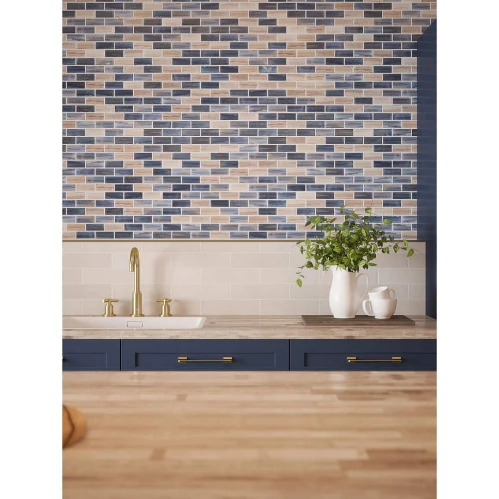 New Moon Blue 11.875 in. x 11.625 in. Interlocking Glossy Glass Mosaic Tile (14.38 sq. ft./Case) by Jeffrey Court 8 New Moon Blue 11.875 in. x 11.625 in. Interlocking Glossy Glass Mosaic Tile (14.38 sq. ft./Case) by Jeffrey Court - Image 6