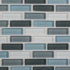 Tile Elegant Shop 26 Malibu Breeze Blue 9.75 in. x 11.875 in. Interlocking Glossy Glass Mosaic Tile (0.804 sq. ft./Each) by Jeffrey Court