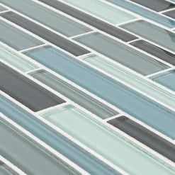 Stratosphere Blue Pencil 12.875 in. x 12.375 in. Interlocking Glossy Glass Mosaic Tile (11.06 sq. ft./Case) by Jeffrey Court -Tile Elegant Shop blue jeffrey court glass tile 99148 1d 1000 1