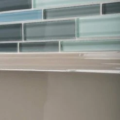 Stratosphere Blue Pencil 12.875 in. x 12.375 in. Interlocking Glossy Glass Mosaic Tile (11.06 sq. ft./Case) by Jeffrey Court -Tile Elegant Shop blue jeffrey court glass tile 99148 a0 1000