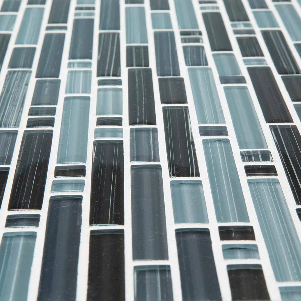 Blue Zephyr Pencil 11.875 in. x 11.125 in. Interlocking Gloss Glass Wall Mosaic Tile (9.17 sq. ft./Case) by Jeffrey Court 7 Blue Zephyr Pencil 11.875 in. x 11.125 in. Interlocking Gloss Glass Wall Mosaic Tile (9.17 sq. ft./Case) by Jeffrey Court - Image 5