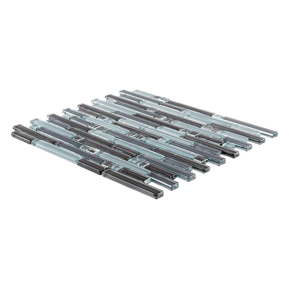 Blue Zephyr Pencil 11.875 in. x 11.125 in. Interlocking Gloss Glass Wall Mosaic Tile (9.17 sq. ft./Case) by Jeffrey Court 5 Blue Zephyr Pencil 11.875 in. x 11.125 in. Interlocking Gloss Glass Wall Mosaic Tile (9.17 sq. ft./Case) by Jeffrey Court - Image 3