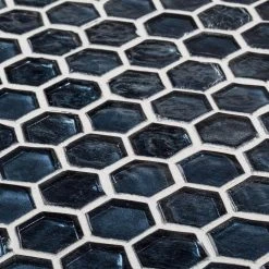 Mermaid Lagoon Blue 11.375 in. x 10.875 in. Hexagon Gloss Glass Wall Mosaic Tile (12.88 sq. ft./Case) by Jeffrey Court 12 Mermaid Lagoon Blue 11.375 in. x 10.875 in. Hexagon Gloss Glass Wall Mosaic Tile (12.88 sq. ft./Case) by Jeffrey Court -Tile Elegant Shop blue jeffrey court glass tile 99301 1d 1000