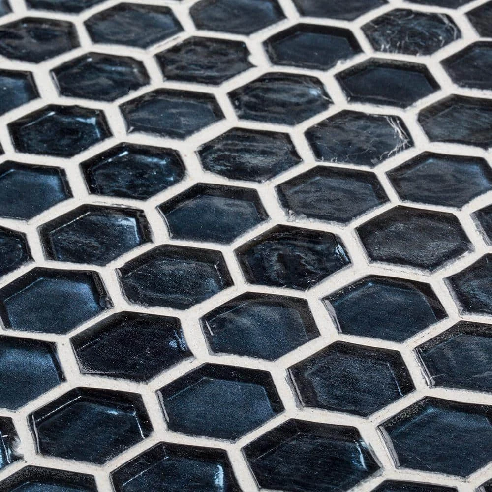 Mermaid Lagoon Blue 11.375 in. x 10.875 in. Hexagon Gloss Glass Wall Mosaic Tile (12.88 sq. ft./Case) by Jeffrey Court 7 Mermaid Lagoon Blue 11.375 in. x 10.875 in. Hexagon Gloss Glass Wall Mosaic Tile (12.88 sq. ft./Case) by Jeffrey Court - Image 5