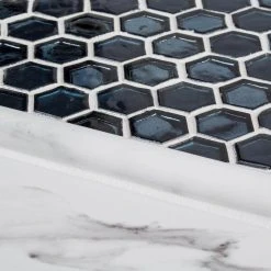 Mermaid Lagoon Blue 11.375 in. x 10.875 in. Hexagon Gloss Glass Wall Mosaic Tile (12.88 sq. ft./Case) by Jeffrey Court 11 Mermaid Lagoon Blue 11.375 in. x 10.875 in. Hexagon Gloss Glass Wall Mosaic Tile (12.88 sq. ft./Case) by Jeffrey Court -Tile Elegant Shop blue jeffrey court glass tile 99301 a0 1000