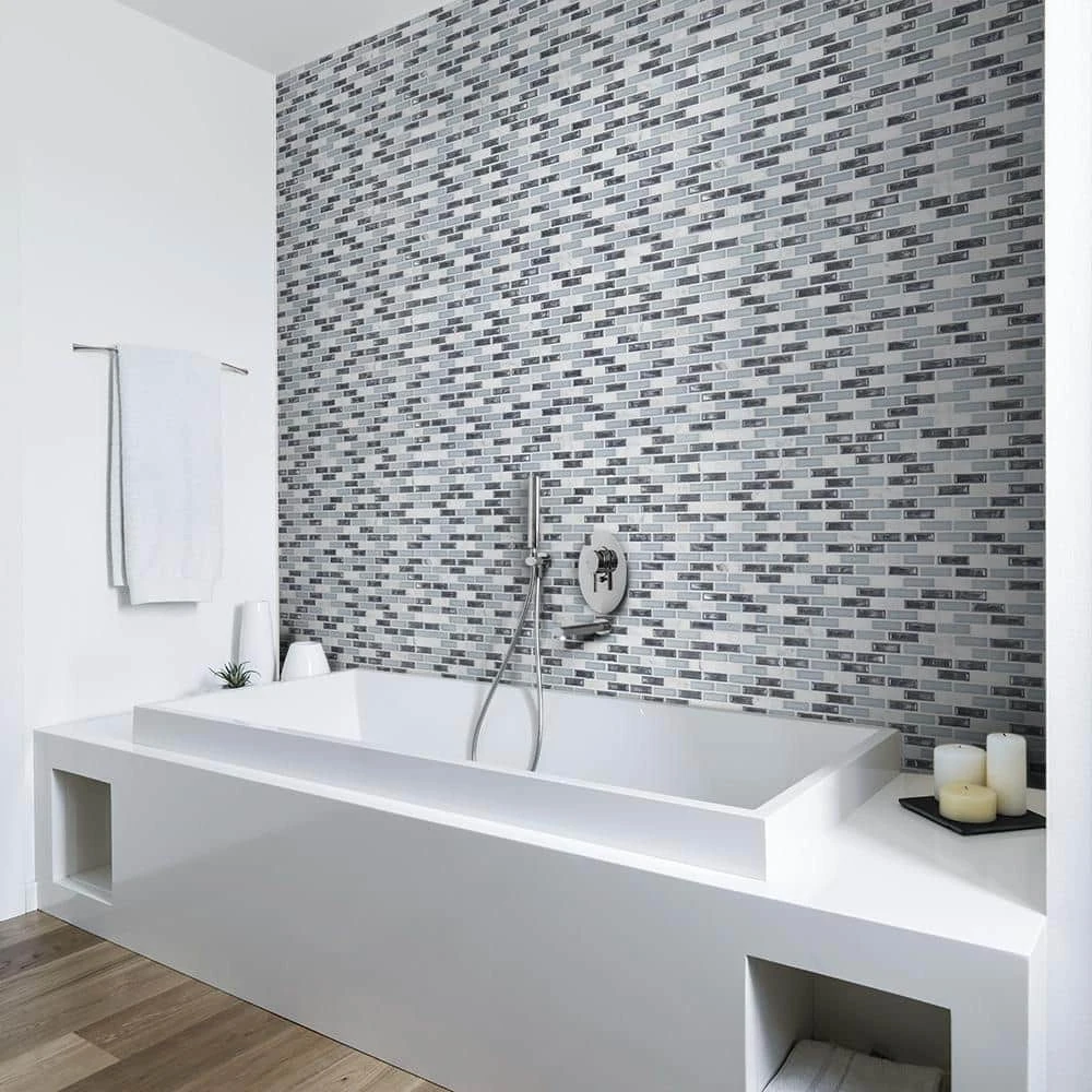 Alaskan Chill Blue 11.5 in. x 11.625 in. Interlocking Mixed Glass and Stone Mosaic Tile (14.83 sq. ft./Case) by Jeffrey Court 4 Alaskan Chill Blue 11.5 in. x 11.625 in. Interlocking Mixed Glass and Stone Mosaic Tile (14.83 sq. ft./Case) by Jeffrey Court - Image 2