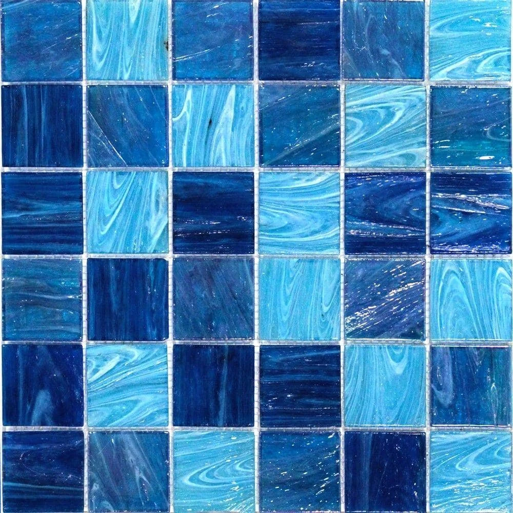 Aqua Blue Ocean Mesh-Mounted Squares 11-3/4 in. x 11-3/4 in. Glass Mosaic Tile by Ivy Hill Tile 3 Aqua Blue Ocean Mesh-Mounted Squares 11-3/4 in. x 11-3/4 in. Glass Mosaic Tile by Ivy Hill Tile