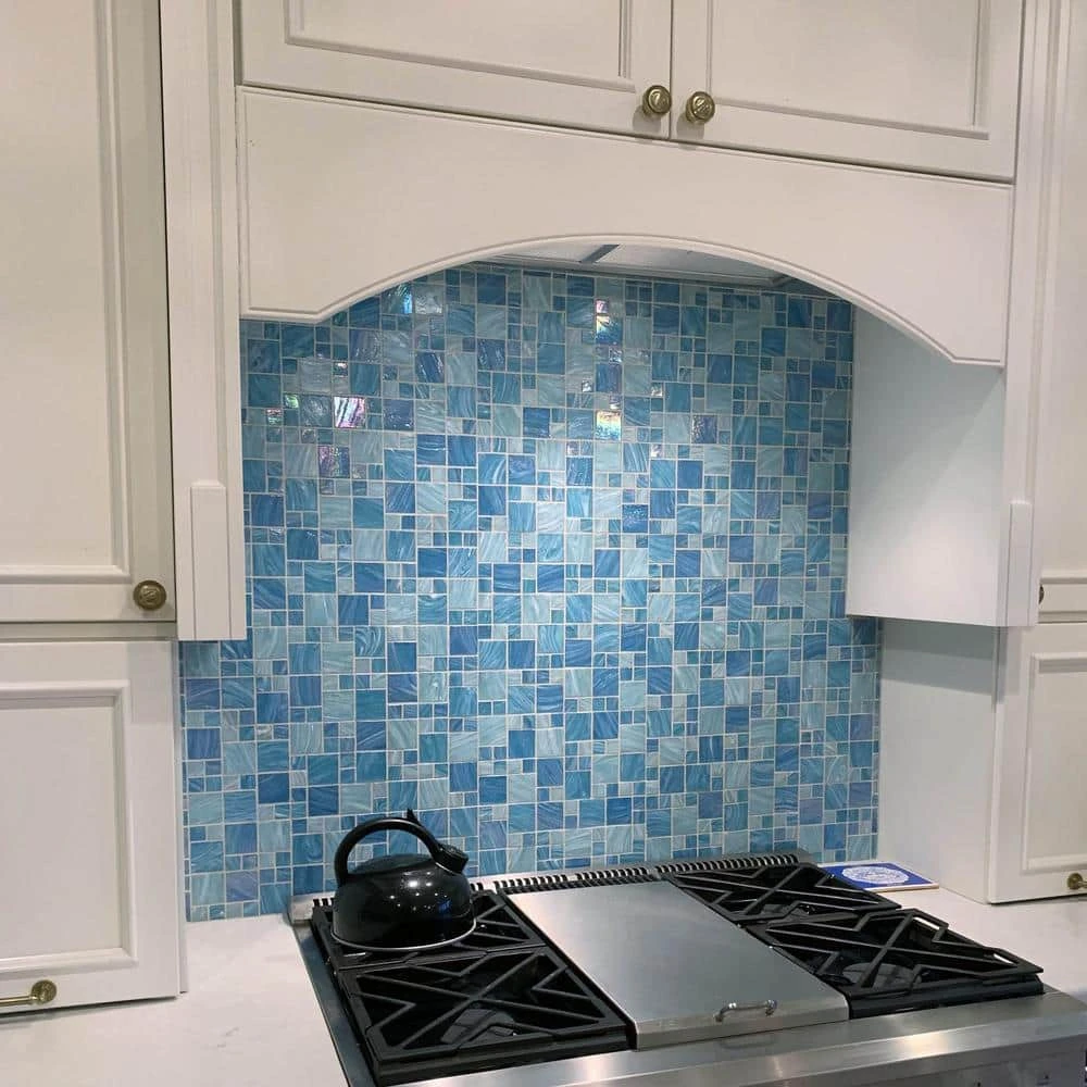 Aqua Blue Sky French Pattern 11.62 in. x 11-3/4 in. x 5 mm Glass Mosaic Tile by Ivy Hill Tile 7 Aqua Blue Sky French Pattern 11.62 in. x 11-3/4 in. x 5 mm Glass Mosaic Tile by Ivy Hill Tile - Image 5