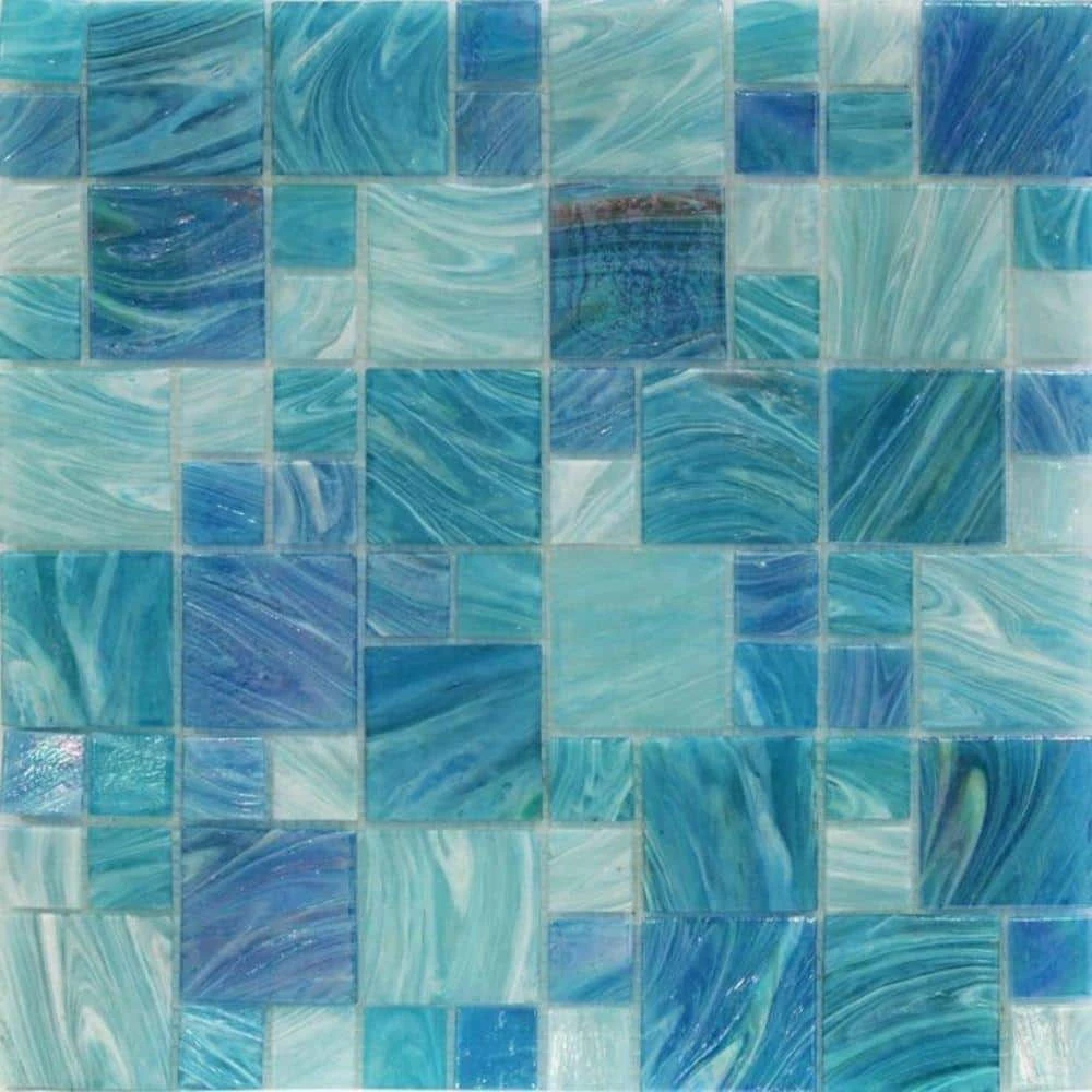 Aqua Blue Sky French Pattern 11.62 in. x 11-3/4 in. x 5 mm Glass Mosaic Tile by Ivy Hill Tile 3 Aqua Blue Sky French Pattern 11.62 in. x 11-3/4 in. x 5 mm Glass Mosaic Tile by Ivy Hill Tile