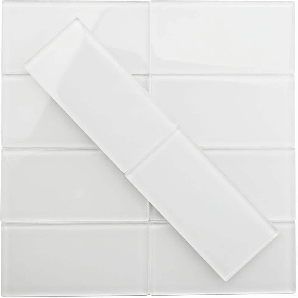 Contempo Bright White 3 in. x 6 in. x 8 mm Polished Glass Subway Floor and Wall Tile (32 pieces 4 sq.ft./Box) by Ivy Hill Tile 7 Contempo Bright White 3 in. x 6 in. x 8 mm Polished Glass Subway Floor and Wall Tile (32 pieces 4 sq.ft./Box) by Ivy Hill Tile - Image 5