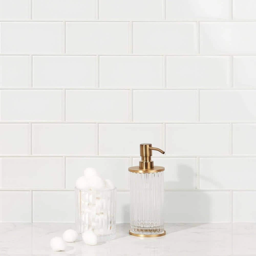 Contempo Bright White 3 in. x 6 in. x 8 mm Polished Glass Subway Floor and Wall Tile (32 pieces 4 sq.ft./Box) by Ivy Hill Tile 4 Contempo Bright White 3 in. x 6 in. x 8 mm Polished Glass Subway Floor and Wall Tile (32 pieces 4 sq.ft./Box) by Ivy Hill Tile - Image 2